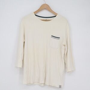 Adlib Mens Cream Cotton Long Sleeve Pocket T-Shirt Size Large Off White